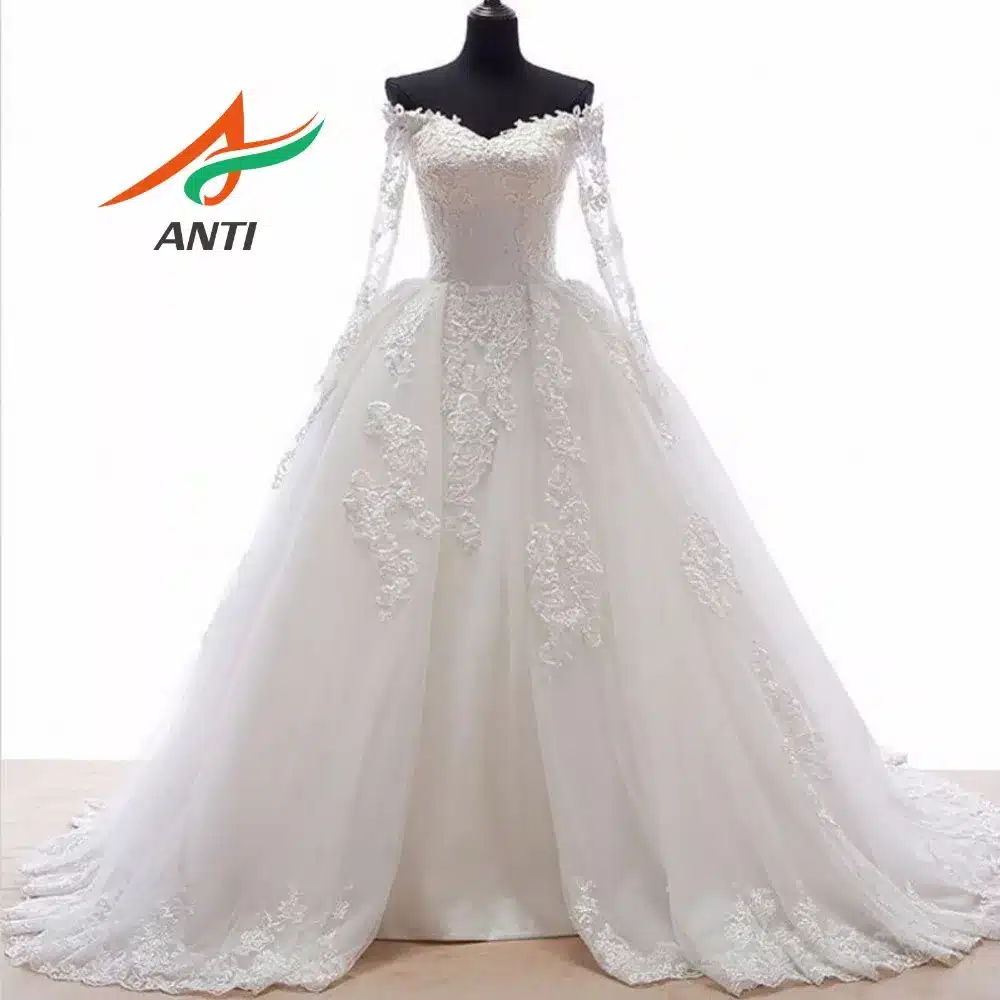 ANTI Romantic 2017 Ball Gown Wedding Dress With Long Sleeves Appliques Detachable skirts Train Robe De Mariee Bridal Gowns 44YSB 4