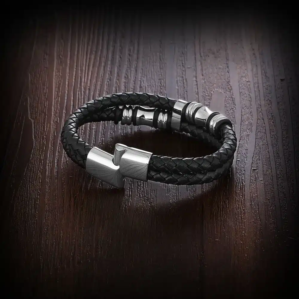 Stainless Steel Men Bracelet Genuine Leather Bracelets & Bangles Man Jewelry 185mm 200mm 215mm Gift For Men (JewelOra BA101174) 24