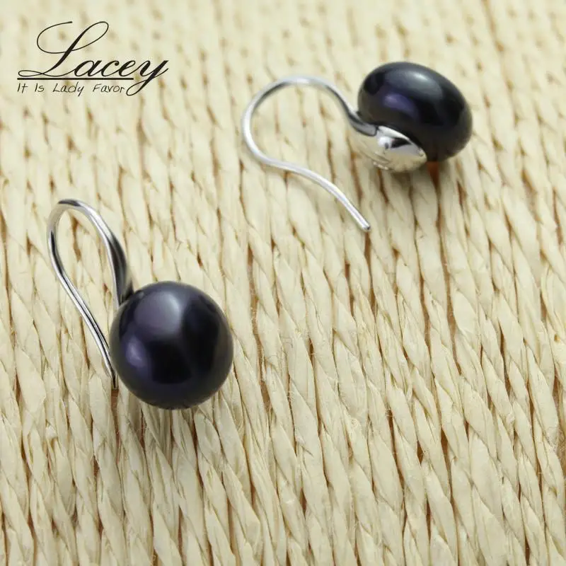 100% real Natural Pearl earrings,fresh water pearl earrings for women black pearl earrings silver 925 jewelry birthday gift 11