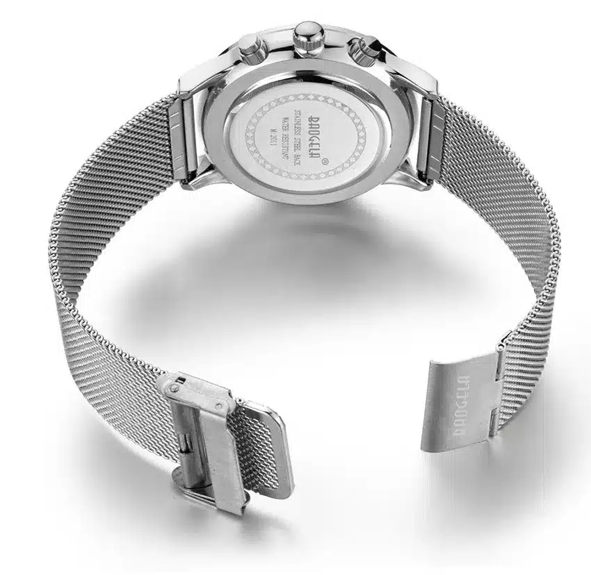 BAOGELA Chronograph Men's quartz-watch Stainless Steel Mesh Band Gold Watches Slim Men Watches Multi-function Sports Wristwatch 24