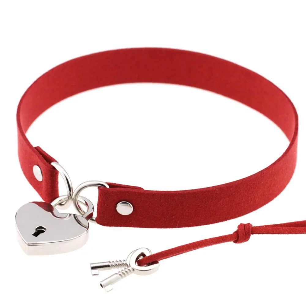 Todorova Gothic Punk Harajuku Heart Lock Velvet Leather Choker Necklace Choker Collar with Key Jewelry for Women Accessories 6