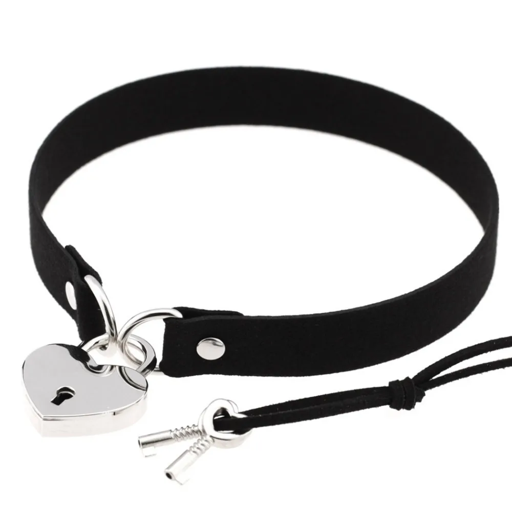 Todorova Gothic Punk Harajuku Heart Lock Velvet Leather Choker Necklace Choker Collar with Key Jewelry for Women Accessories 7