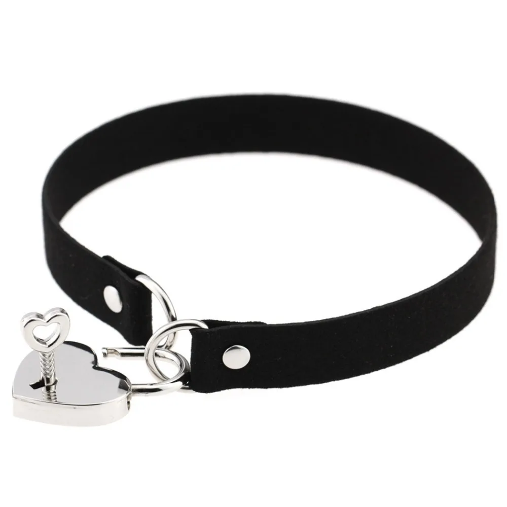 Todorova Gothic Punk Harajuku Heart Lock Velvet Leather Choker Necklace Choker Collar with Key Jewelry for Women Accessories 12