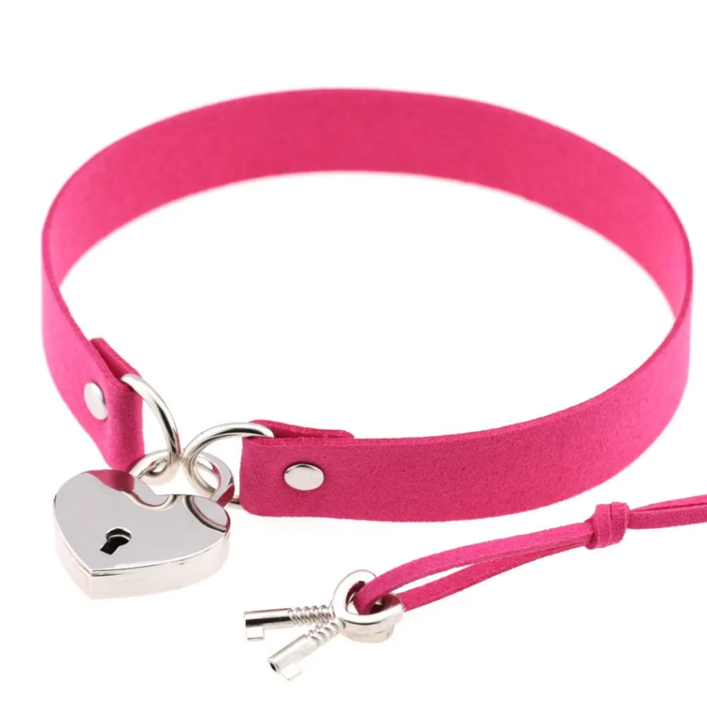 Todorova Gothic Punk Harajuku Heart Lock Velvet Leather Choker Necklace Choker Collar with Key Jewelry for Women Accessories 15