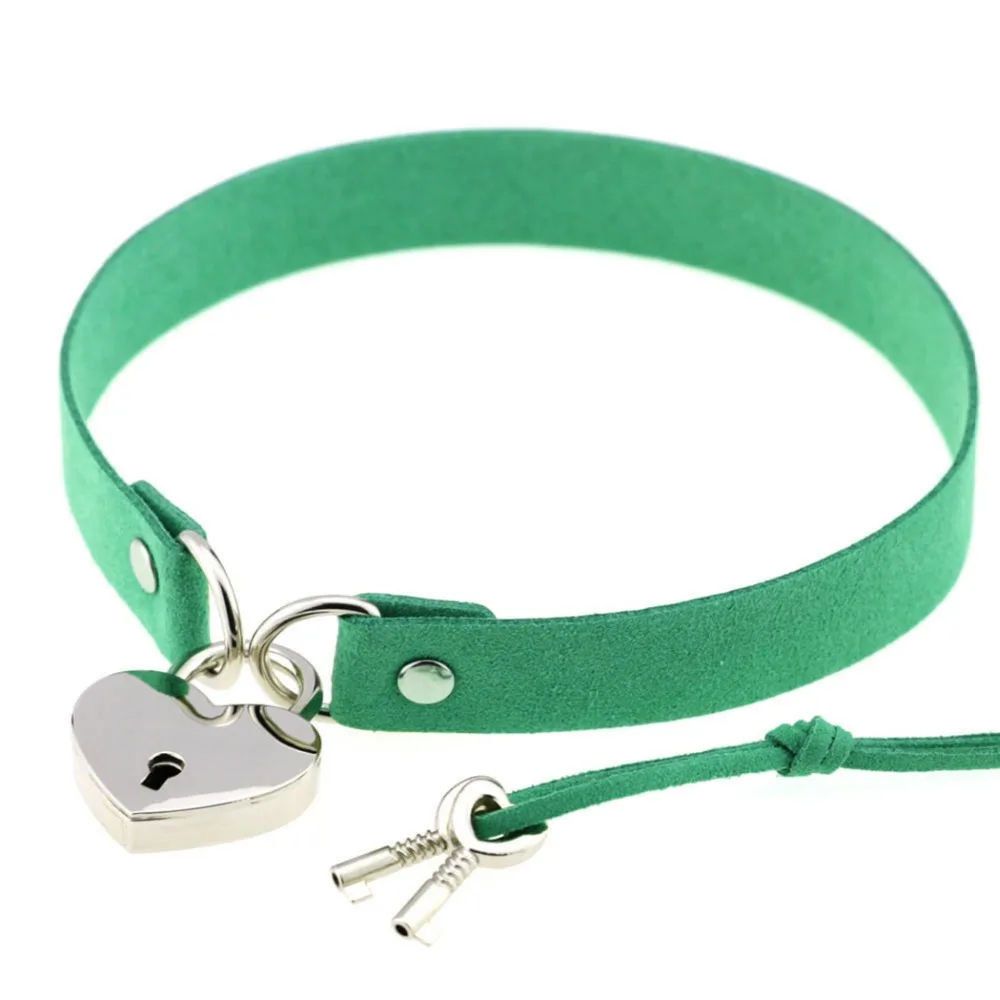 Todorova Gothic Punk Harajuku Heart Lock Velvet Leather Choker Necklace Choker Collar with Key Jewelry for Women Accessories 21