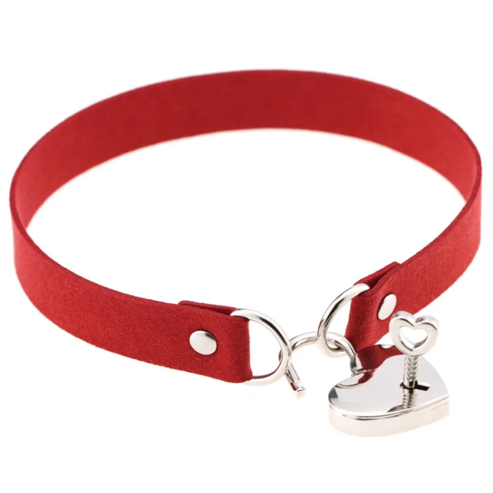 Todorova Gothic Punk Harajuku Heart Lock Velvet Leather Choker Necklace Choker Collar with Key Jewelry for Women Accessories 22