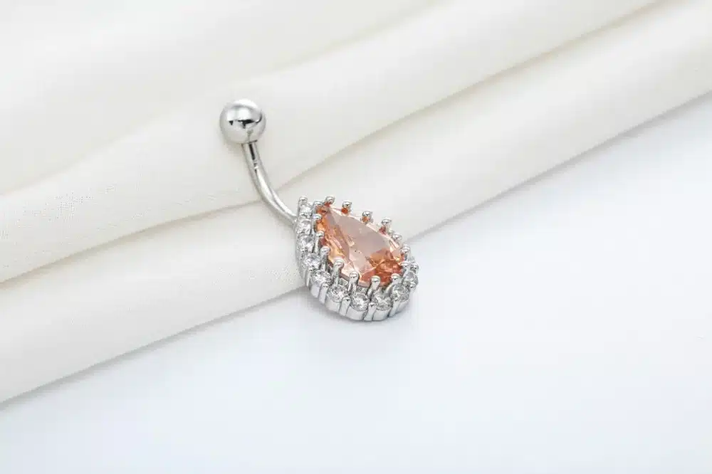 Todorova Fashion Water Drop Zircon Navel Piercing Stainless Steel Belly Button Rings Body Jewelry for Women 40