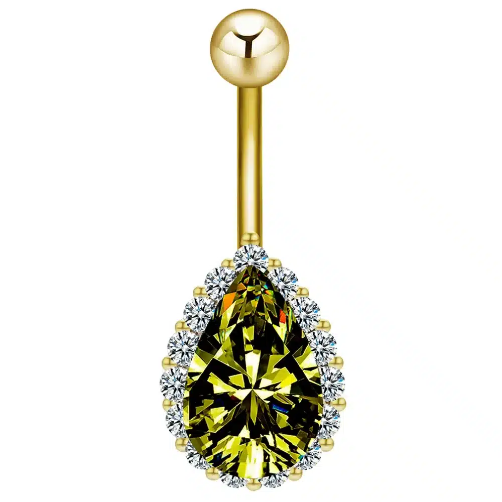 Todorova Fashion Water Drop Zircon Navel Piercing Stainless Steel Belly Button Rings Body Jewelry for Women 43