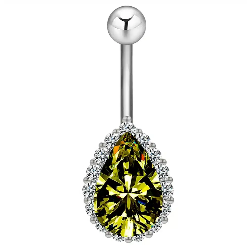 Todorova Fashion Water Drop Zircon Navel Piercing Stainless Steel Belly Button Rings Body Jewelry for Women 44