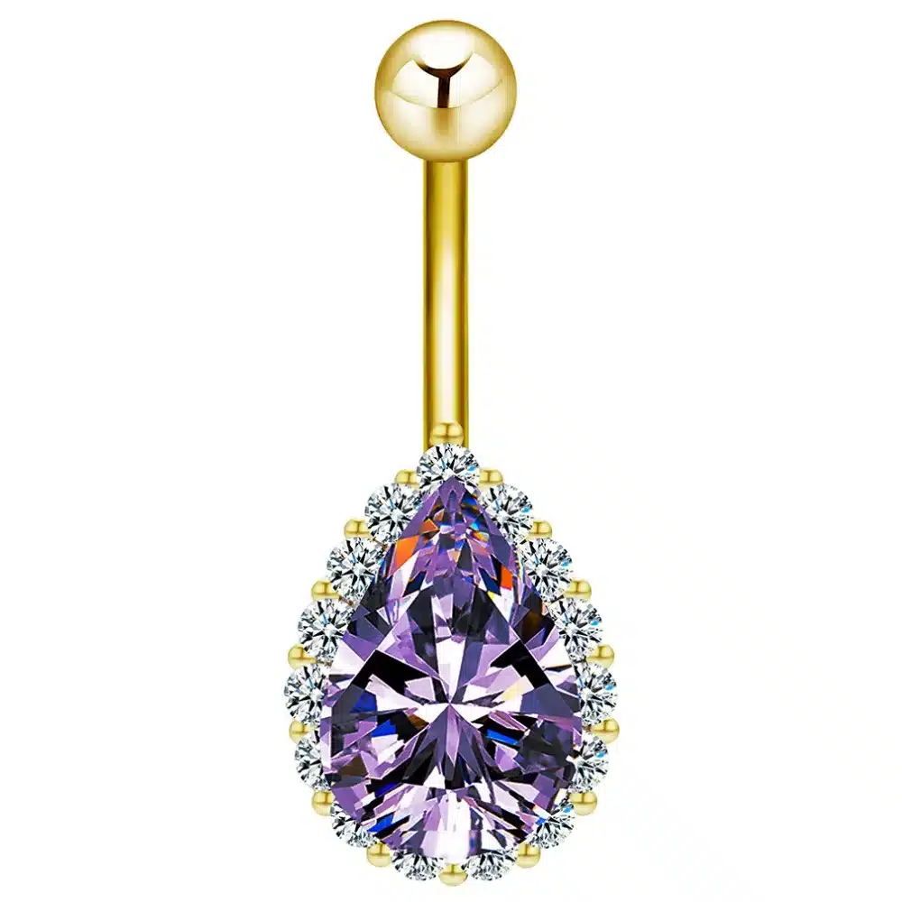Todorova Fashion Water Drop Zircon Navel Piercing Stainless Steel Belly Button Rings Body Jewelry for Women 51