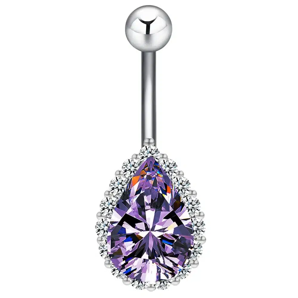 Todorova Fashion Water Drop Zircon Navel Piercing Stainless Steel Belly Button Rings Body Jewelry for Women 52