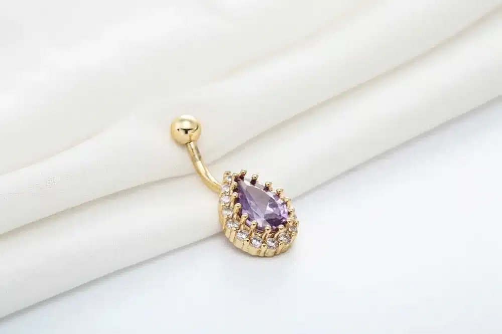 Todorova Fashion Water Drop Zircon Navel Piercing Stainless Steel Belly Button Rings Body Jewelry for Women 53