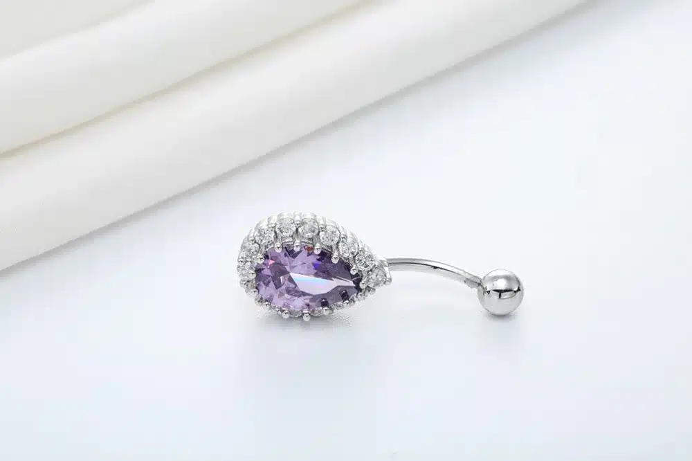 Todorova Fashion Water Drop Zircon Navel Piercing Stainless Steel Belly Button Rings Body Jewelry for Women 56