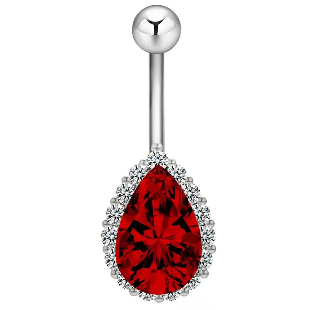 Todorova Fashion Water Drop Zircon Navel Piercing Stainless Steel Belly Button Rings Body Jewelry for Women 60