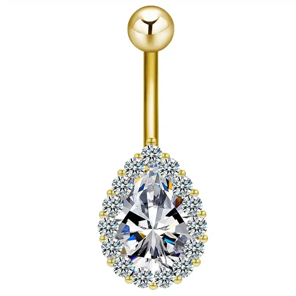 Todorova Fashion Water Drop Zircon Navel Piercing Stainless Steel Belly Button Rings Body Jewelry for Women 67