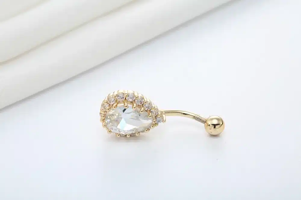 Todorova Fashion Water Drop Zircon Navel Piercing Stainless Steel Belly Button Rings Body Jewelry for Women 70