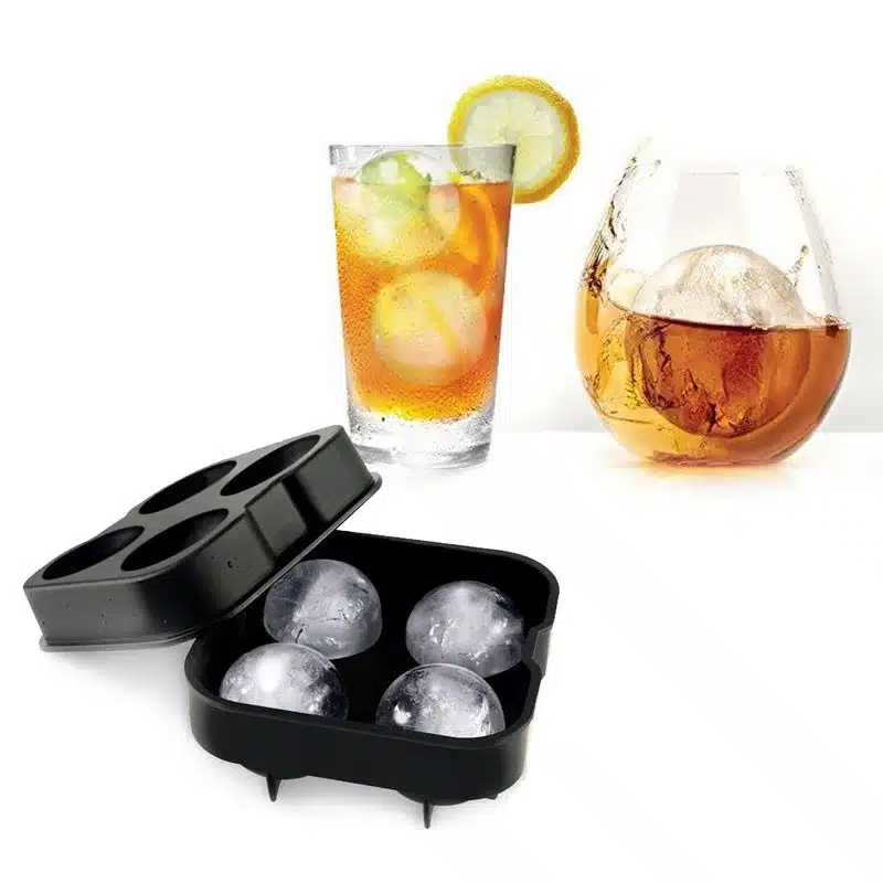 Silicone Ice Ball Maker Whiskey Cocktail Ice Cube Tray 4 Large Ice Cube Molds Maker Bar Kitchen Accessories 12