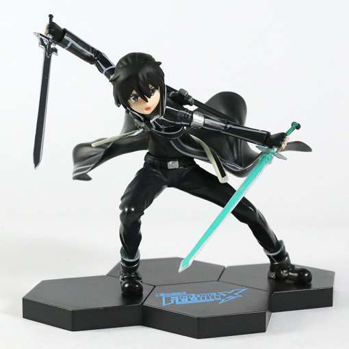 mustas rüüs anime figuur kahe mõõgaga