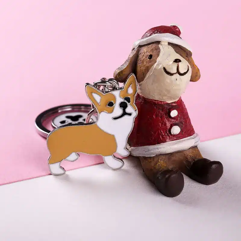 Metal PET Key Chain welsh Corgi Dogs Key Ring Bag charm Wholesale Lovely Keychain Car Keyring gift Women Jewelry Drop shipping 12