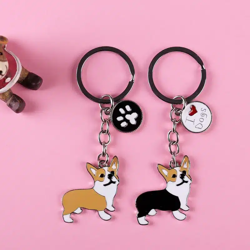 Metal PET Key Chain welsh Corgi Dogs Key Ring Bag charm Wholesale Lovely Keychain Car Keyring gift Women Jewelry Drop shipping 13