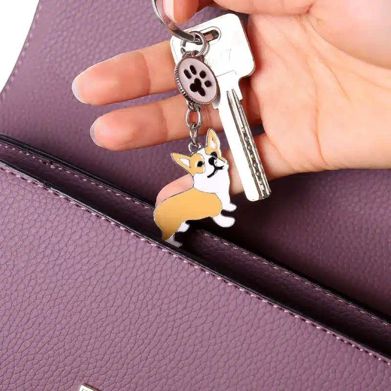 Metal PET Key Chain welsh Corgi Dogs Key Ring Bag charm Wholesale Lovely Keychain Car Keyring gift Women Jewelry Drop shipping 14