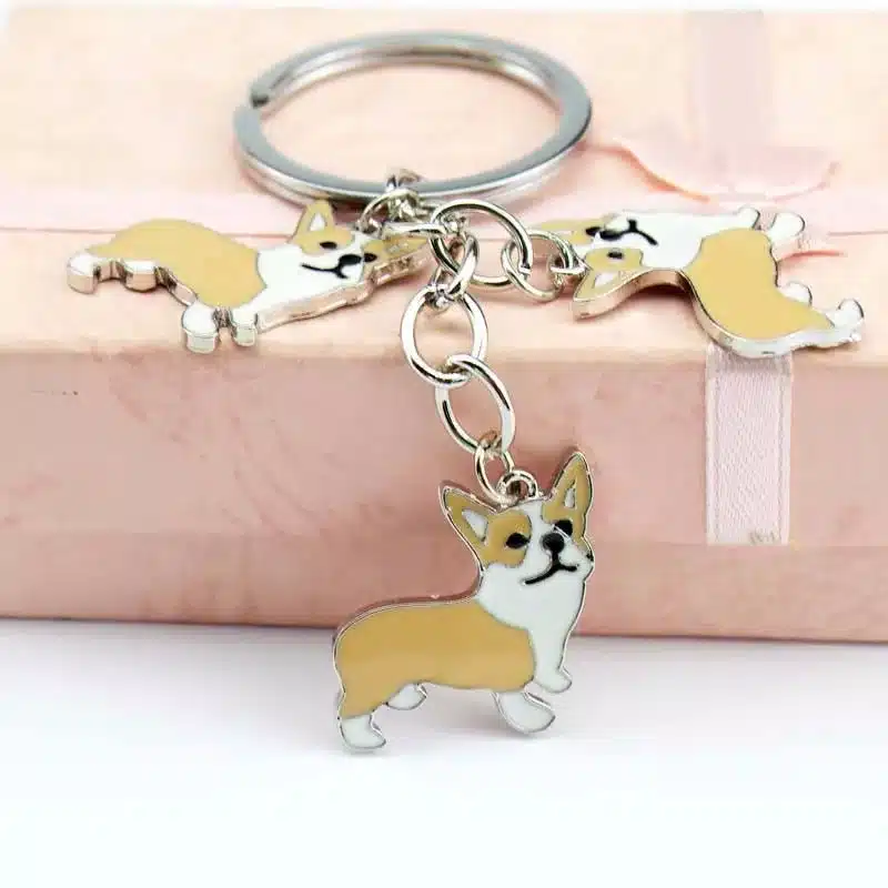 Metal PET Key Chain welsh Corgi Dogs Key Ring Bag charm Wholesale Lovely Keychain Car Keyring gift Women Jewelry Drop shipping 22