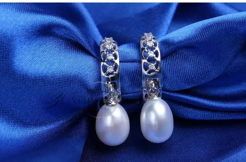 Real freshwater pearl earrings for women,925 sterling silver pearl earrings fine white pearl earrings jewelry brincos perolas 19