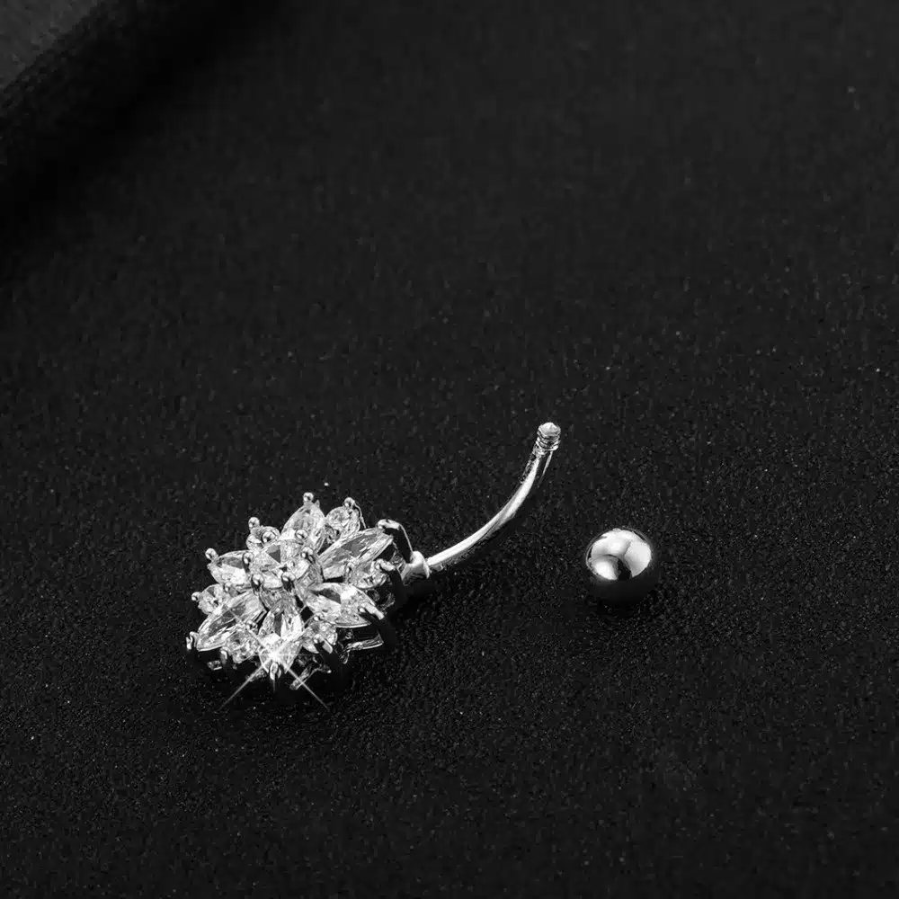 KUNIU Fashion Crystal Flower belly button rings surgical steel Body Jewelry Sexy Navel Piercing 16