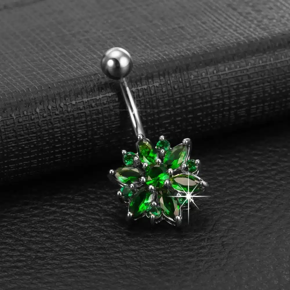 KUNIU Fashion Crystal Flower belly button rings surgical steel Body Jewelry Sexy Navel Piercing 19