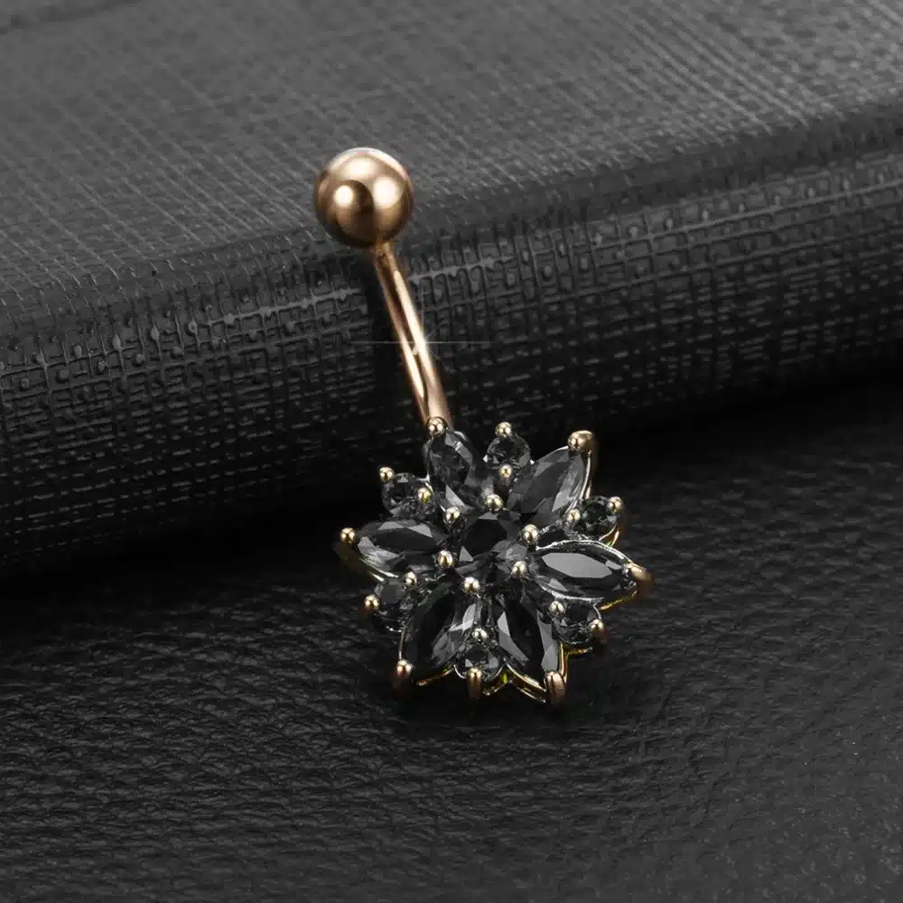 KUNIU Fashion Crystal Flower belly button rings surgical steel Body Jewelry Sexy Navel Piercing 22
