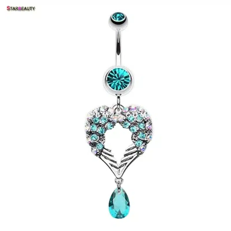Double Wings Surgical Steel Belly Button Earring Belly Piercing Navel Piercing Kit Belly Barbells Button Earrings Body Accessory 2