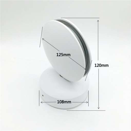 valge ümmargune LED valgusti mõõtudega 125mm ja 120mm