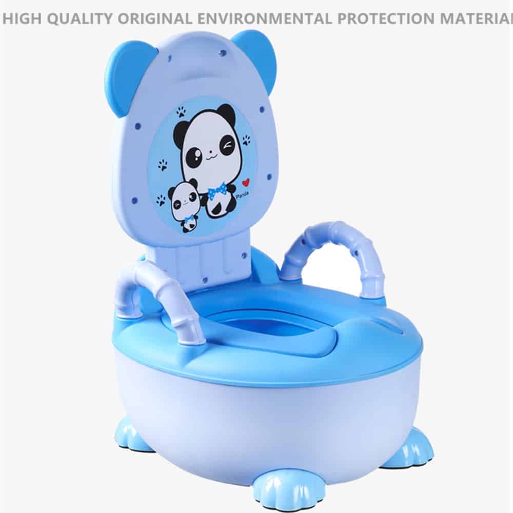 sinine ja valge laste potitool panda pildiga