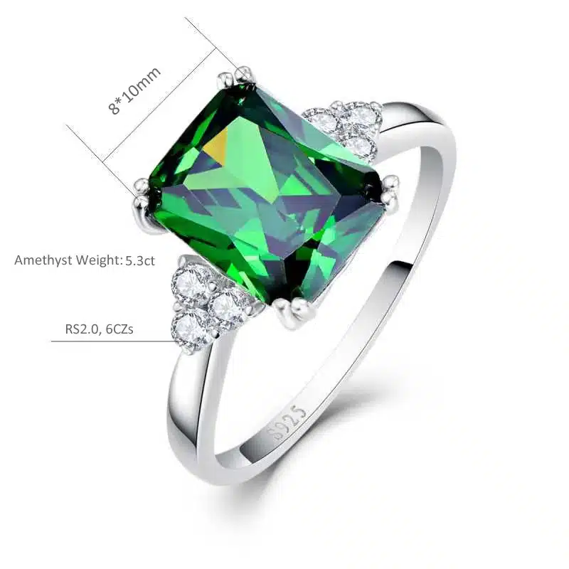 JQUEEN New Fashion 5.3ct Nano Russian Emerald Ring 925 Solid Sterling Silver Set High Quality Best Brand Jewelry For Women 15