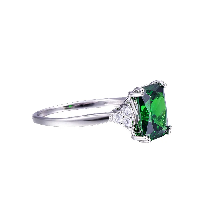 JQUEEN New Fashion 5.3ct Nano Russian Emerald Ring 925 Solid Sterling Silver Set High Quality Best Brand Jewelry For Women 18