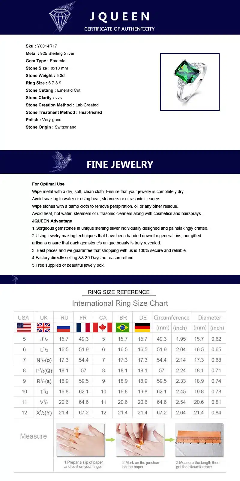 JQUEEN New Fashion 5.3ct Nano Russian Emerald Ring 925 Solid Sterling Silver Set High Quality Best Brand Jewelry For Women 20
