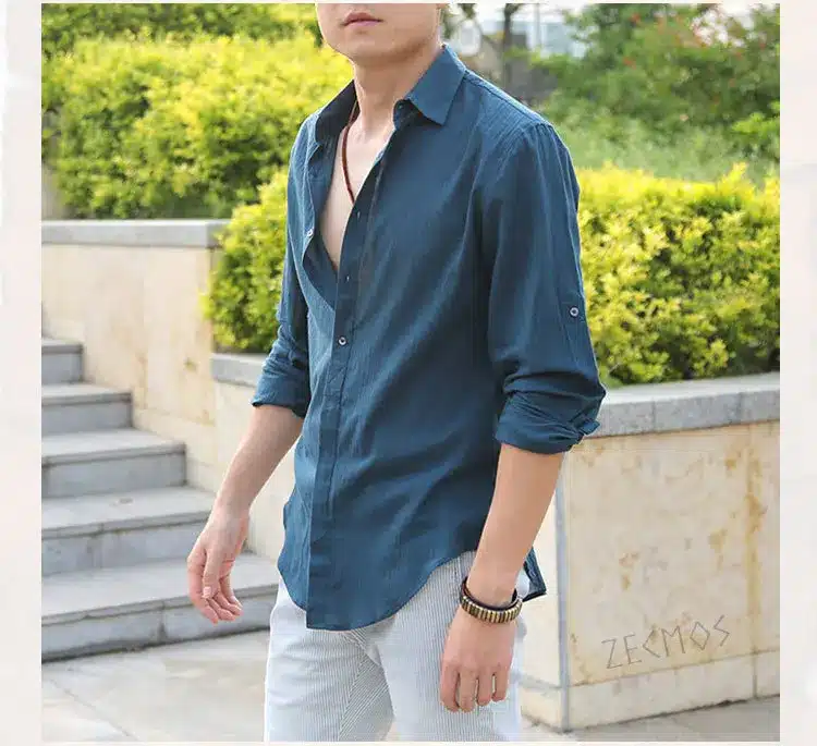 Zecmos Cotton Linen Shirts Man Summer White Shirt Social Gentleman Shirts Men Ultra Thin Casual Shirt British Fashion Clothes 20
