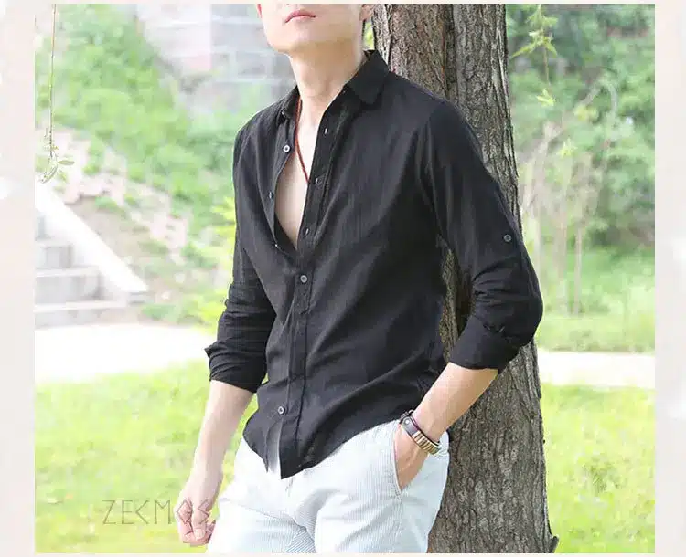 Zecmos Cotton Linen Shirts Man Summer White Shirt Social Gentleman Shirts Men Ultra Thin Casual Shirt British Fashion Clothes 24