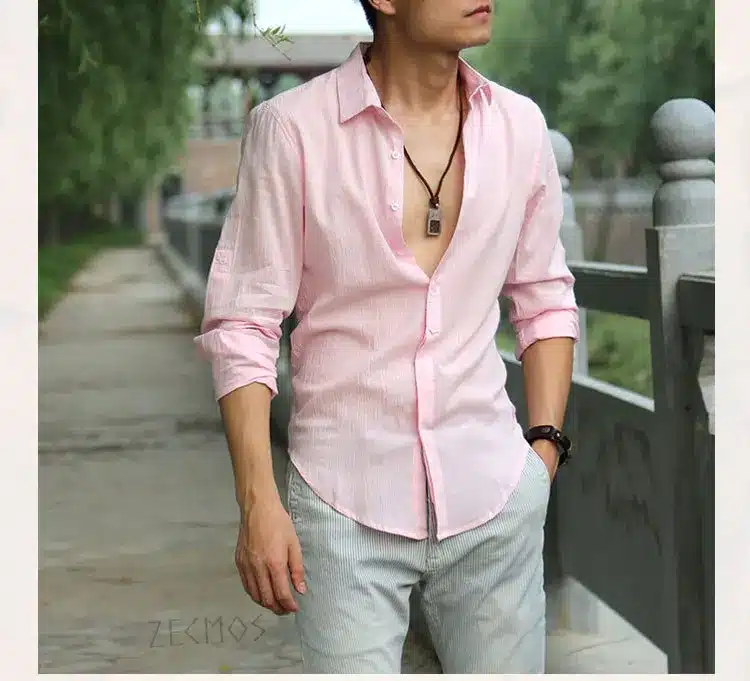 Zecmos Cotton Linen Shirts Man Summer White Shirt Social Gentleman Shirts Men Ultra Thin Casual Shirt British Fashion Clothes 27
