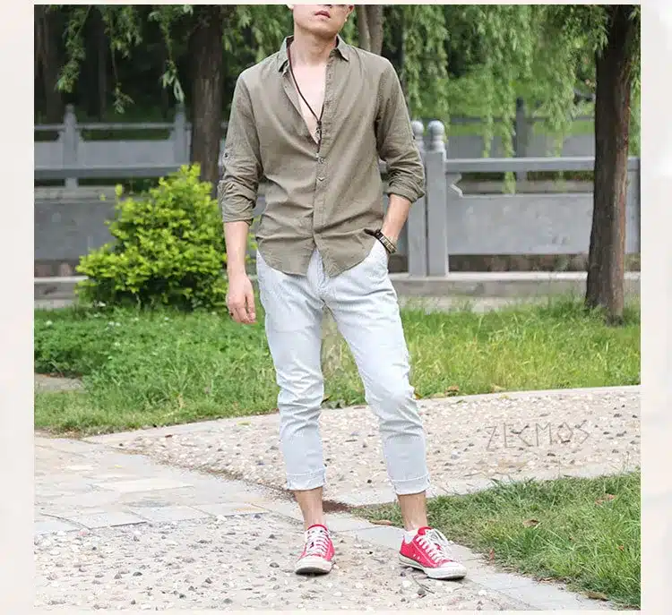 Zecmos Cotton Linen Shirts Man Summer White Shirt Social Gentleman Shirts Men Ultra Thin Casual Shirt British Fashion Clothes 34