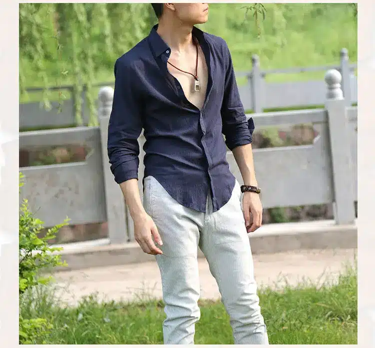 Zecmos Cotton Linen Shirts Man Summer White Shirt Social Gentleman Shirts Men Ultra Thin Casual Shirt British Fashion Clothes 38