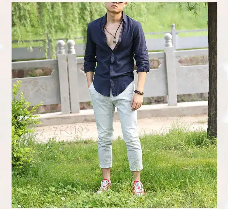 Zecmos Cotton Linen Shirts Man Summer White Shirt Social Gentleman Shirts Men Ultra Thin Casual Shirt British Fashion Clothes 39