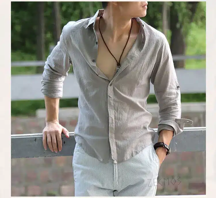 Zecmos Cotton Linen Shirts Man Summer White Shirt Social Gentleman Shirts Men Ultra Thin Casual Shirt British Fashion Clothes 41