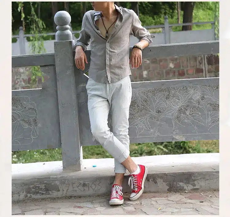 Zecmos Cotton Linen Shirts Man Summer White Shirt Social Gentleman Shirts Men Ultra Thin Casual Shirt British Fashion Clothes 44
