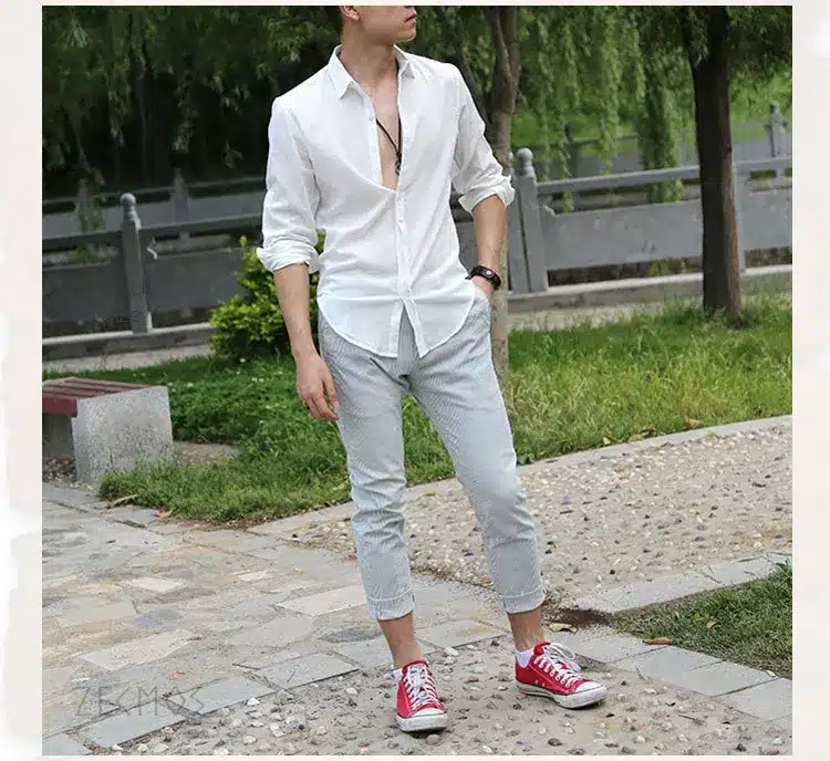Zecmos Cotton Linen Shirts Man Summer White Shirt Social Gentleman Shirts Men Ultra Thin Casual Shirt British Fashion Clothes 47