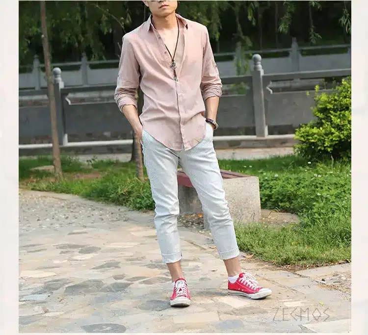 Zecmos Cotton Linen Shirts Man Summer White Shirt Social Gentleman Shirts Men Ultra Thin Casual Shirt British Fashion Clothes 49