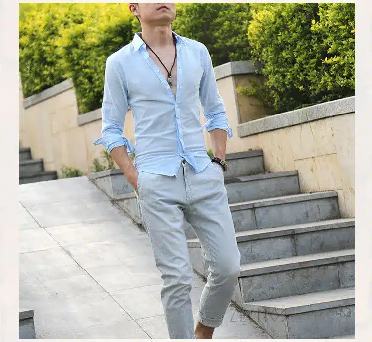 Zecmos Cotton Linen Shirts Man Summer White Shirt Social Gentleman Shirts Men Ultra Thin Casual Shirt British Fashion Clothes 52