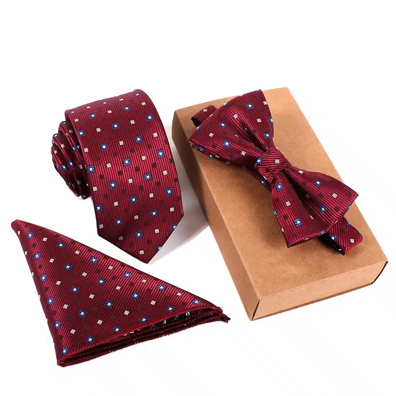 GUSLESON Slim Tie Set Men Bow Tie and Pocket Square Bowtie Necktie Cravate Handkerchief Papillon Man Corbatas Hombre Pajarita 17
