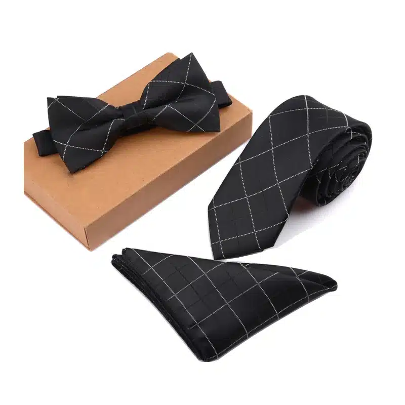 GUSLESON Slim Tie Set Men Bow Tie and Pocket Square Bowtie Necktie Cravate Handkerchief Papillon Man Corbatas Hombre Pajarita 22