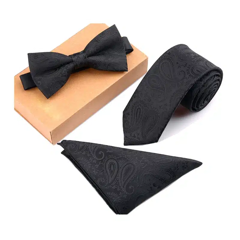 GUSLESON Slim Tie Set Men Bow Tie and Pocket Square Bowtie Necktie Cravate Handkerchief Papillon Man Corbatas Hombre Pajarita 24